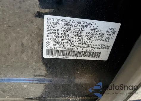 2022 Acura Mdx Technology z USA, uszkodzony, nr VIN 5J8YE1H44NL037111